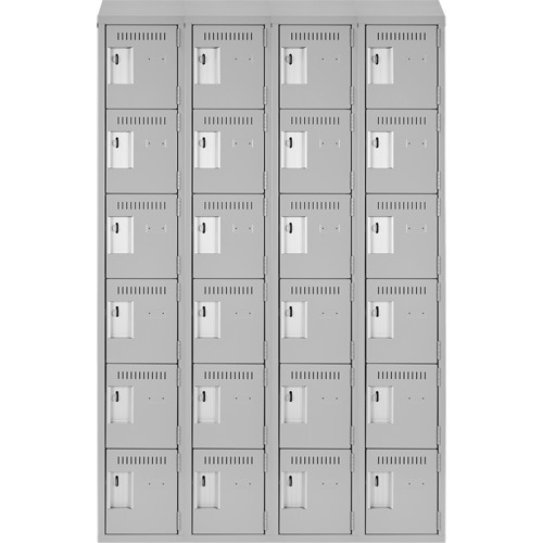 Petits casiers Clean Line, 6 niveaux, Bloc de 4, 48" x 18" x 78", Acier, Gris, Rivet (assembl&eacute;) Sécurité Médic