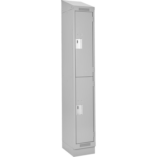 Clean Line Lockers, 2 -tier, 12" x 18" x 82", Steel, Grey, Rivet (Assembled) Sécurité Médic
