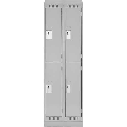 Clean Line Lockers, 2 -tier, Bank of 2, 24" x 18" x 82", Steel, Grey, Rivet (Assembled) Sécurité Médic