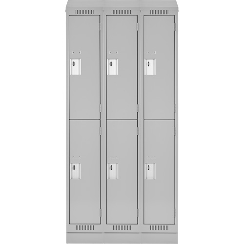 Clean Line Lockers, 2 -tier, Bank of 3, 36" x 18" x 82", Steel, Grey, Rivet (Assembled) Sécurité Médic