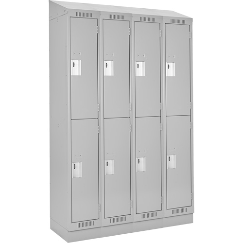 Clean Line Lockers, 2 -tier, Bank of 4, 48" x 18" x 82", Steel, Grey, Rivet (Assembled) Sécurité Médic