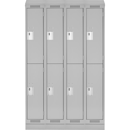 Clean Line Lockers, 2 -tier, Bank of 4, 48" x 18" x 82", Steel, Grey, Rivet (Assembled) Sécurité Médic