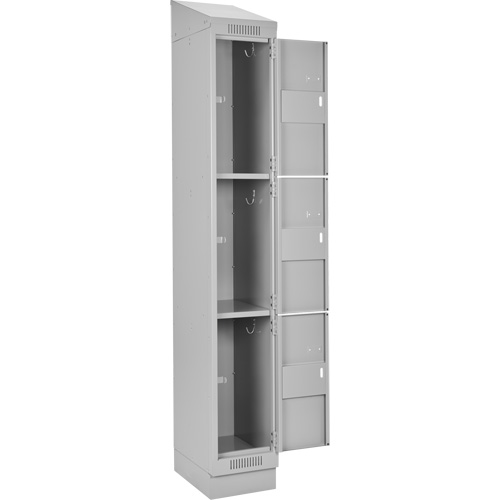Clean Line Lockers, 3 -tier, Bank of 4, 48" x 18" x 82", Steel, Grey, Rivet (Assembled) Sécurité Médic