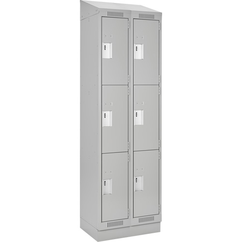 Clean Line Lockers, 3 -tier, Bank of 2, 24" x 18" x 82", Steel, Grey, Rivet (Assembled) Sécurité Médic