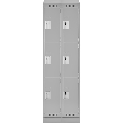 Clean Line Lockers, 3 -tier, Bank of 2, 24" x 18" x 82", Steel, Grey, Rivet (Assembled) Sécurité Médic