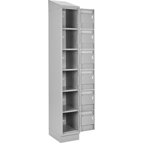 Clean Line Lockerette, 6 -tier, 12" x 18" x 82", Steel, Grey, Rivet (Assembled) Sécurité Médic
