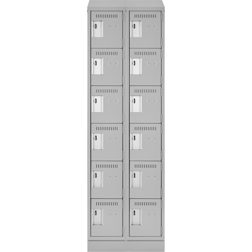 Clean Line Lockerette, 6 -tier, Bank of 2, 24" x 18" x 82", Steel, Grey, Rivet (Assembled) Sécurité Médic