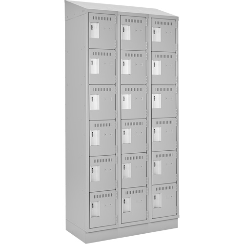 Clean Line Lockerette, 6 -tier, Bank of 3, 36" x 18" x 82", Steel, Grey, Rivet (Assembled) Sécurité Médic