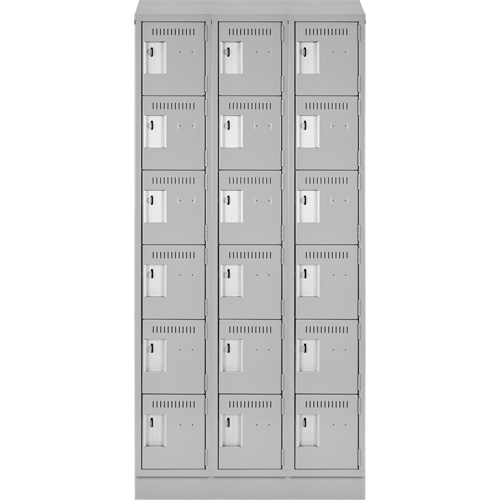 Clean Line Lockerette, 6 -tier, Bank of 3, 36" x 18" x 82", Steel, Grey, Rivet (Assembled) Sécurité Médic