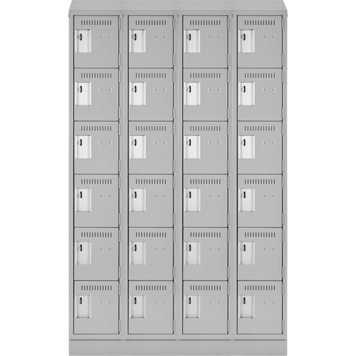 Clean Line Lockerette, 6 -tier, Bank of 4, 48" x 18" x 82", Steel, Grey, Rivet (Assembled) Sécurité Médic