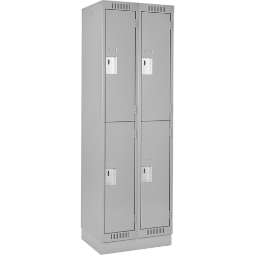 Clean Line Lockers, 2 -tier, Bank of 2, 24" x 18" x 76", Steel, Grey, Rivet (Assembled) Sécurité Médic