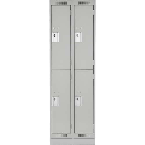 Clean Line Lockers, 2 -tier, Bank of 2, 24" x 18" x 76", Steel, Grey, Rivet (Assembled) Sécurité Médic