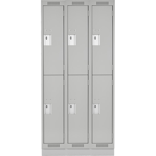 Clean Line Lockers, 2 -tier, Bank of 3, 36" x 18" x 76", Steel, Grey, Rivet (Assembled) Sécurité Médic