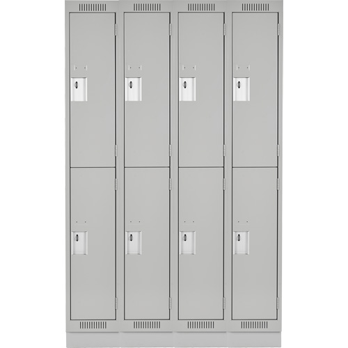 Clean Line Lockers, 2 -tier, Bank of 4, 48" x 18" x 76", Steel, Grey, Rivet (Assembled) Sécurité Médic