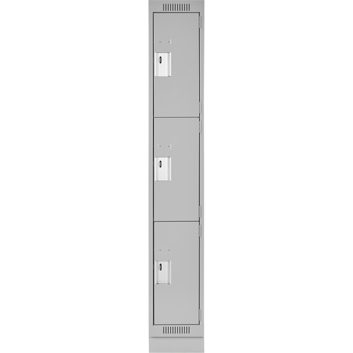Clean Line Lockers, 3 -tier, 12" x 18" x 76", Steel, Grey, Rivet (Assembled) Sécurité Médic
