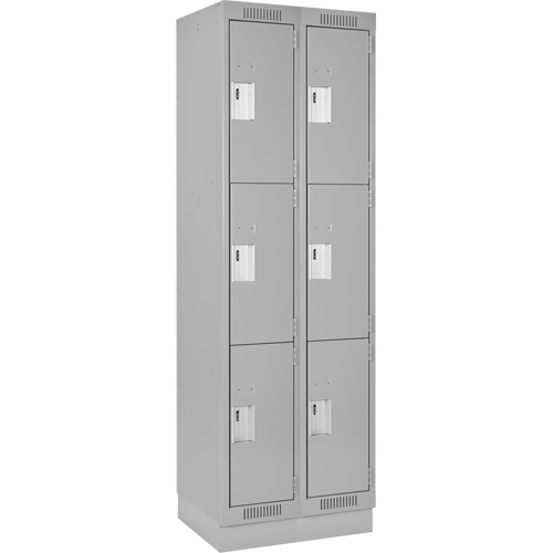 Clean Line Lockers, 3 -tier, Bank of 2, 24" x 18" x 76", Steel, Grey, Rivet (Assembled) Sécurité Médic