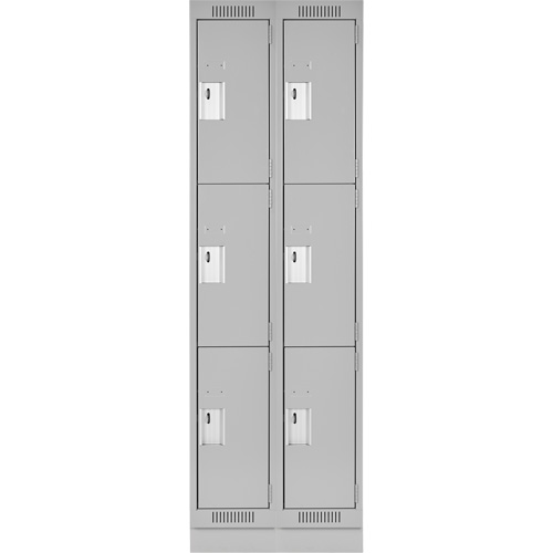 Clean Line Lockers, 3 -tier, Bank of 2, 24" x 18" x 76", Steel, Grey, Rivet (Assembled) Sécurité Médic