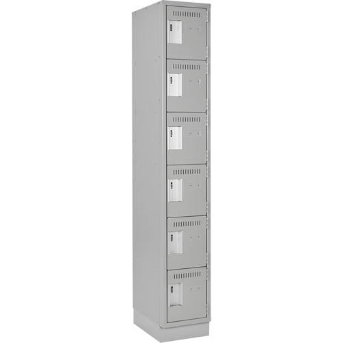 Clean Line Lockerette, 6 -tier, 12" x 18" x 76", Steel, Grey, Rivet (Assembled) Sécurité Médic