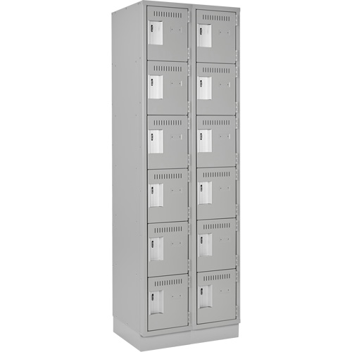 Clean Line Lockerette, 6 -tier, Bank of 2, 24" x 18" x 76", Steel, Grey, Rivet (Assembled) Sécurité Médic