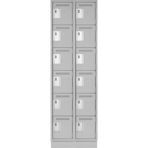 Clean Line Lockerette, 6 -tier, Bank of 2, 24" x 18" x 76", Steel, Grey, Rivet (Assembled) Sécurité Médic
