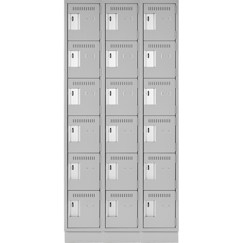 Clean Line Lockerette, 6 -tier, Bank of 3, 36" x 18" x 76", Steel, Grey, Rivet (Assembled) Sécurité Médic