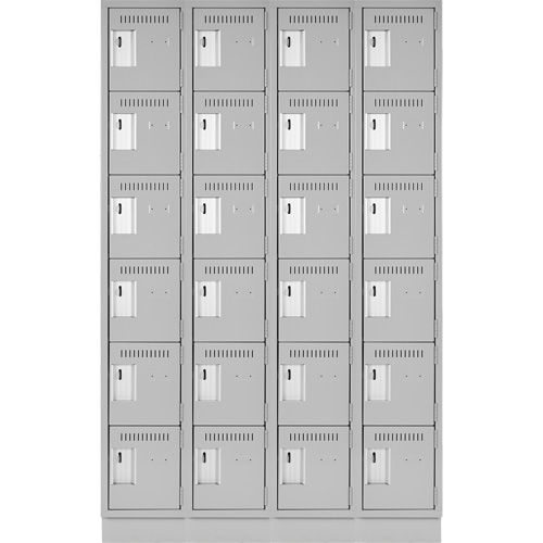 Clean Line Lockerette, 6 -tier, Bank of 4, 48" x 18" x 76", Steel, Grey, Rivet (Assembled) Sécurité Médic