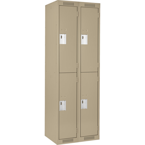 Clean Line Lockers, 2 -tier, Bank of 2, 24" x 18" x 72", Steel, Beige, Rivet (Assembled) Sécurité Médic