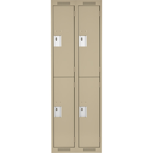 Clean Line Lockers, 2 -tier, Bank of 2, 24" x 18" x 72", Steel, Beige, Rivet (Assembled) Sécurité Médic