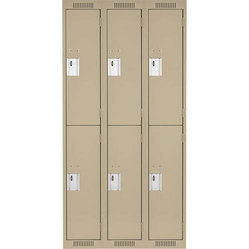 Clean Line Lockers, 2 -tier, Bank of 3, 36" x 18" x 72", Steel, Beige, Rivet (Assembled) Sécurité Médic