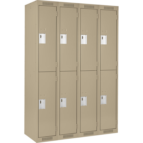 Casiers Clean Line, 2 niveaux, Bloc de 4, 48" x 18" x 72", Acier, Beige, Rivet (assembl&eacute;) Sécurité Médic