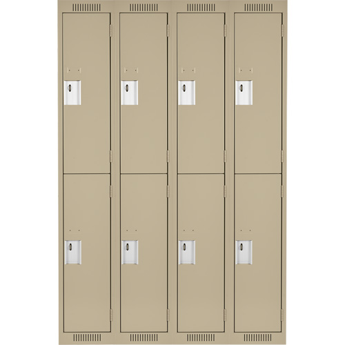 Casiers Clean Line, 2 niveaux, Bloc de 4, 48" x 18" x 72", Acier, Beige, Rivet (assembl&eacute;) Sécurité Médic