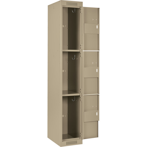 Clean Line Lockers, 3 -tier, Bank of 4, 48" x 18" x 72", Steel, Beige, Rivet (Assembled) Sécurité Médic