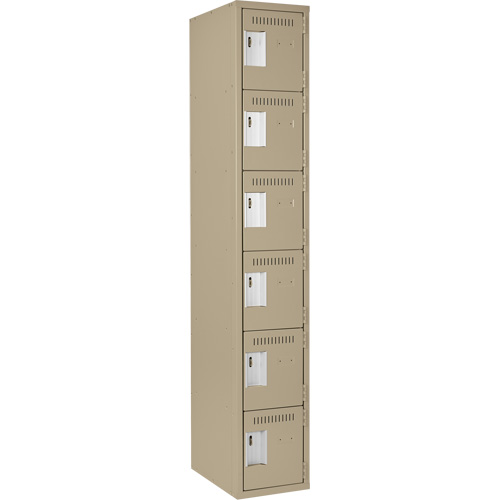 Clean Line Lockerette, 6 -tier, 12" x 18" x 72", Steel, Beige, Rivet (Assembled) Sécurité Médic