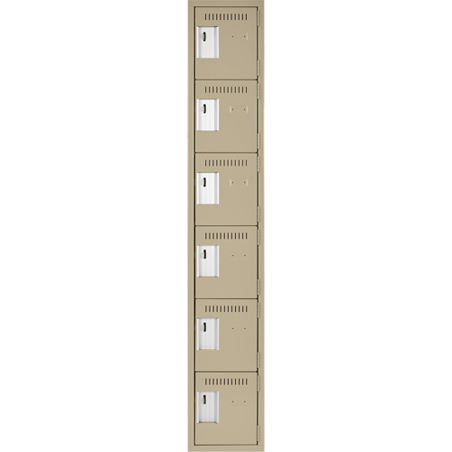 Clean Line Lockerette, 6 -tier, 12" x 18" x 72", Steel, Beige, Rivet (Assembled) Sécurité Médic