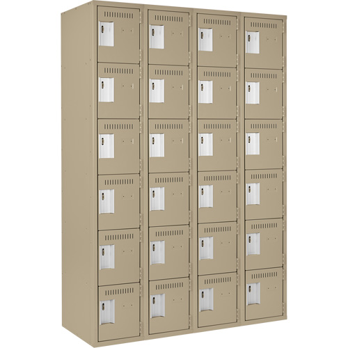 Petits casiers Clean Line, 6 niveaux, Bloc de 4, 48" x 18" x 72", Acier, Beige, Rivet (assembl&eacute;) Sécurité Médic