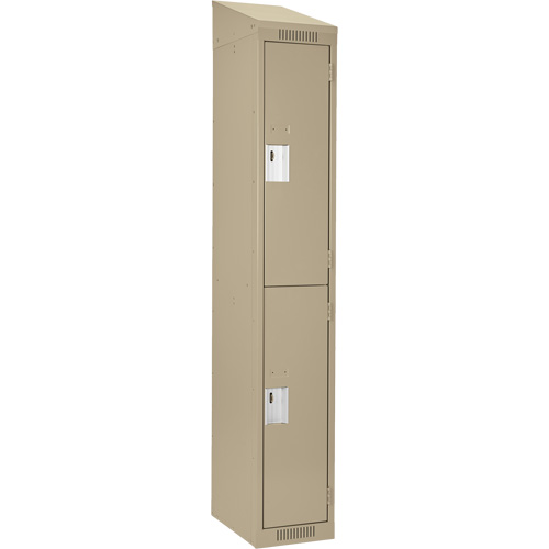 Clean Line Lockers, 2 -tier, 12" x 18" x 78", Steel, Beige, Rivet (Assembled) Sécurité Médic