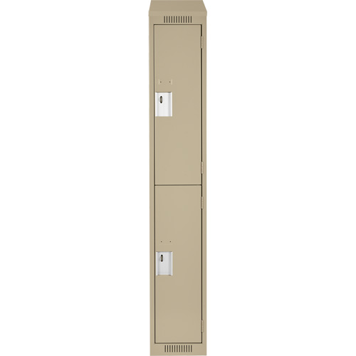 Clean Line Lockers, 2 -tier, 12" x 18" x 78", Steel, Beige, Rivet (Assembled) Sécurité Médic