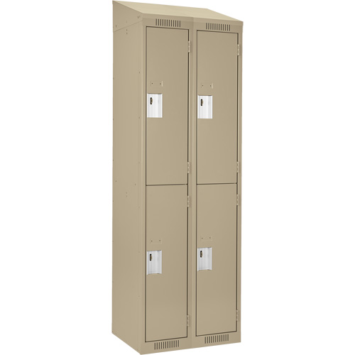 Clean Line Lockers, 2 -tier, Bank of 2, 24" x 18" x 78", Steel, Beige, Rivet (Assembled) Sécurité Médic