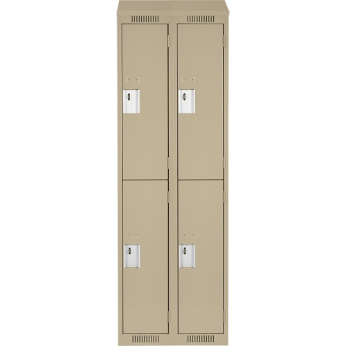 Clean Line Lockers, 2 -tier, Bank of 2, 24" x 18" x 78", Steel, Beige, Rivet (Assembled) Sécurité Médic