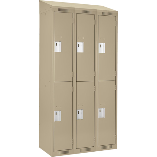 Clean Line Lockers, 2 -tier, Bank of 3, 36" x 18" x 78", Steel, Beige, Rivet (Assembled) Sécurité Médic