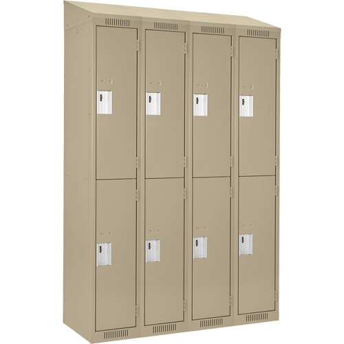 Clean Line Lockers, 2 -tier, Bank of 4, 48" x 18" x 78", Steel, Beige, Rivet (Assembled) Sécurité Médic