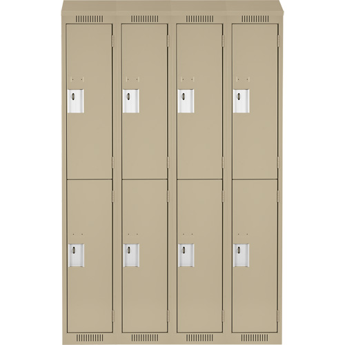 Clean Line Lockers, 2 -tier, Bank of 4, 48" x 18" x 78", Steel, Beige, Rivet (Assembled) Sécurité Médic