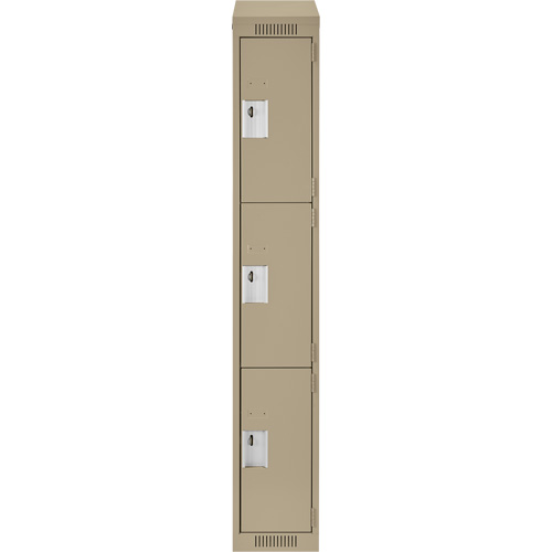 Clean Line Lockers, 3 -tier, 12" x 18" x 78", Steel, Beige, Rivet (Assembled) Sécurité Médic