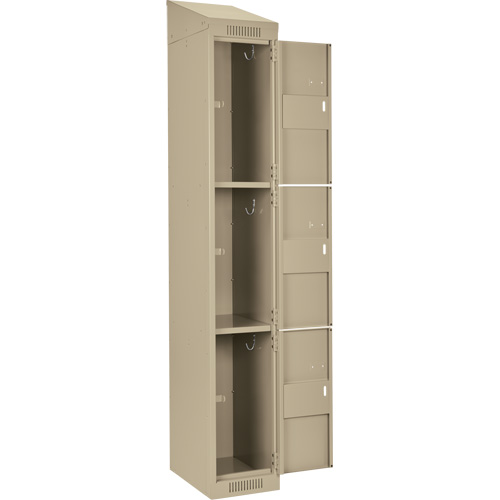 Clean Line Lockers, 3 -tier, Bank of 4, 48" x 18" x 78", Steel, Beige, Rivet (Assembled) Sécurité Médic