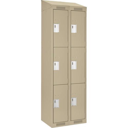 Clean Line Lockers, 3 -tier, Bank of 2, 24" x 18" x 78", Steel, Beige, Rivet (Assembled) Sécurité Médic