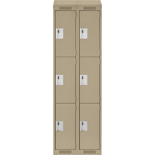 Clean Line Lockers, 3 -tier, Bank of 2, 24" x 18" x 78", Steel, Beige, Rivet (Assembled) Sécurité Médic