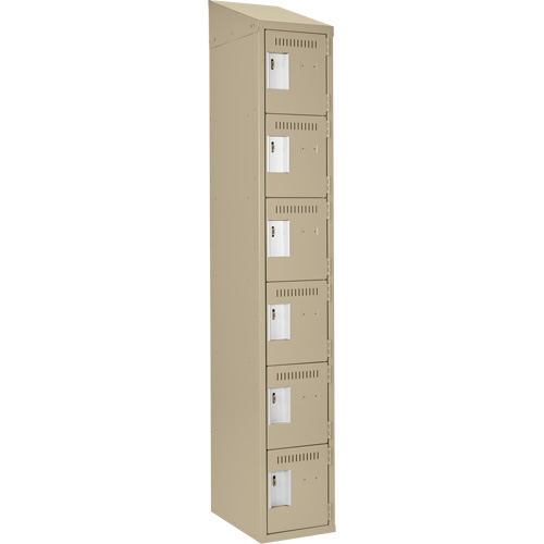 Clean Line Lockerette, 6 -tier, 12" x 18" x 78", Steel, Beige, Rivet (Assembled) Sécurité Médic