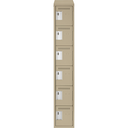 Clean Line Lockerette, 6 -tier, 12" x 18" x 78", Steel, Beige, Rivet (Assembled) Sécurité Médic