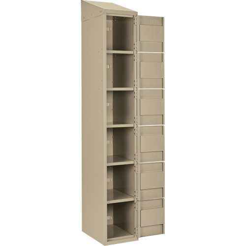 Petits casiers Clean Line, 6 niveaux, Bloc de 4, 48" x 18" x 78", Acier, Beige, Rivet (assembl&eacute;) Sécurité Médic