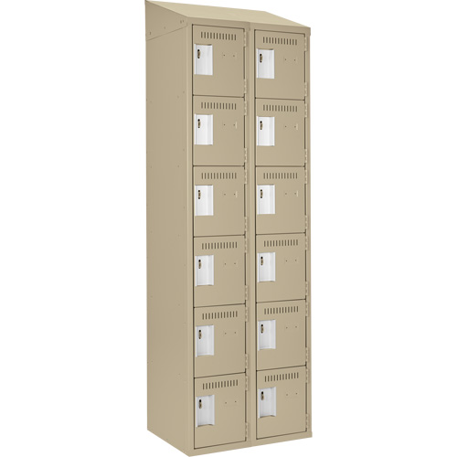 Clean Line Lockerette, 6 -tier, Bank of 2, 24" x 18" x 78", Steel, Beige, Rivet (Assembled) Sécurité Médic